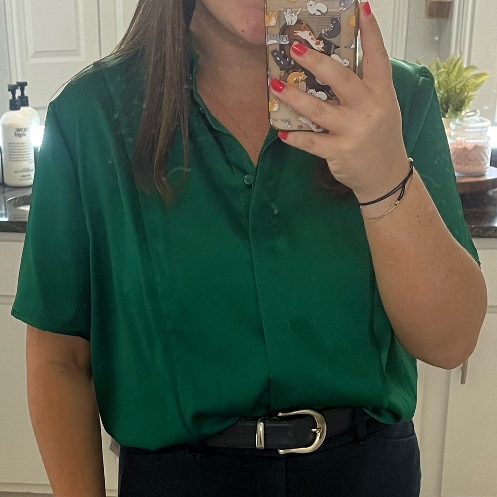 Emerald Green Satin-y Women's Top